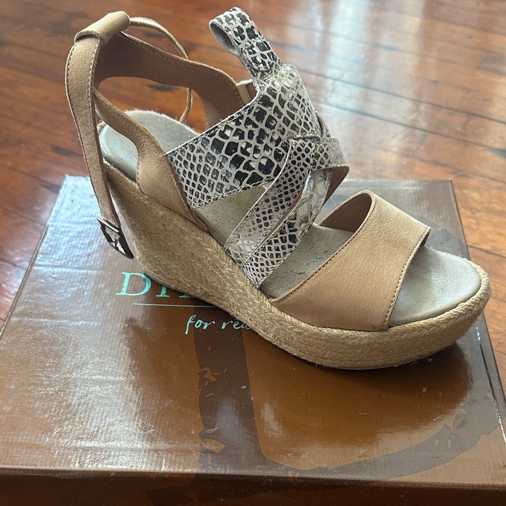 Dibs True Tan and Snake Print Wedge Sandals
